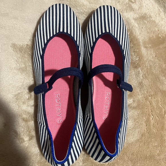 Rothy's Shoes - Rothy's Navy Striped Mary Jane Flats